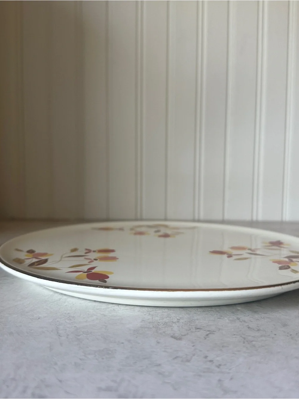 Vintage Superior Hall China Autumn Leaf Cake Plate Hot Plate Trivet 9.75” EUC